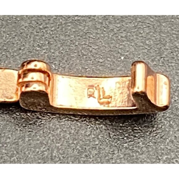 Signed Ralph Lauren Bracelet Rose Gold Tone Rhinestone Link Oval Chain 7.25" - Picture 3 of 6